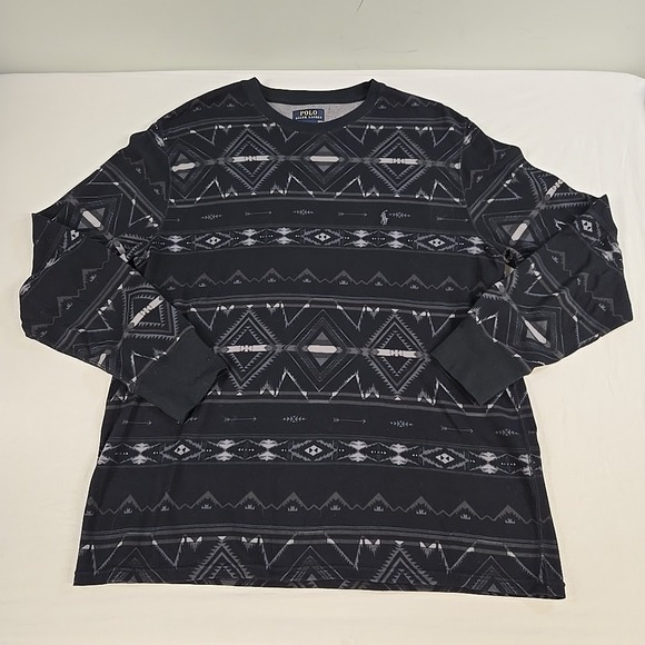 Polo Ralph Lauren Other - Polo Ralph Lauren Long Sleeve Thermal T-shirt Aztec Print Mens XL Black Gray